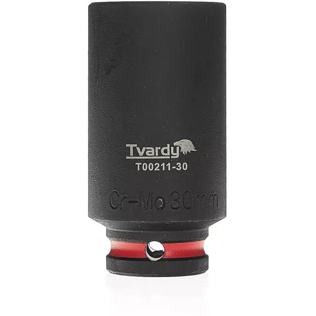 Tvardy diepe slagdop zeskant 30 mm - chroom-molybdeenstaal - 12,7 mm aandrijving - zwart - voor slagmoersleutel en moeilijk bereikbare plaatsen