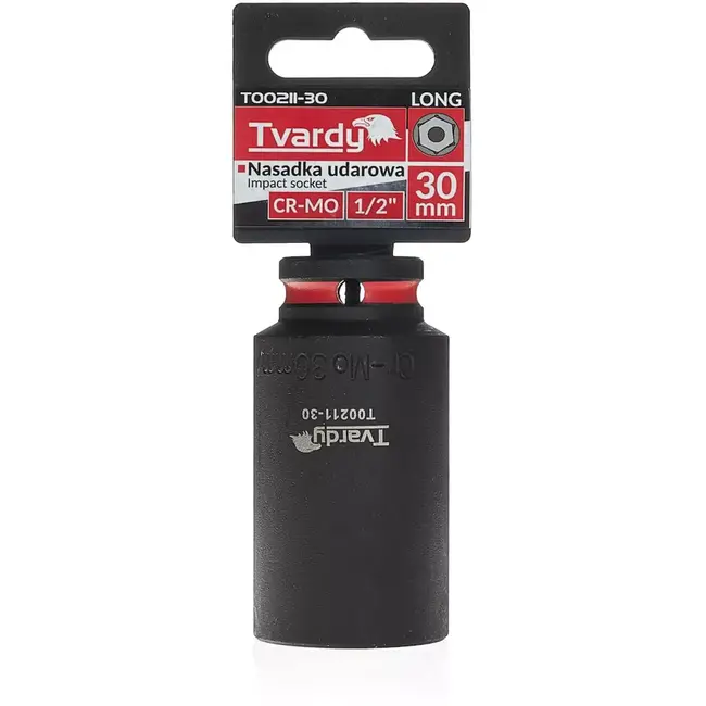 Tvardy diepe slagdop zeskant 30 mm - chroom-molybdeenstaal - 12,7 mm aandrijving - zwart - voor slagmoersleutel en moeilijk bereikbare plaatsen