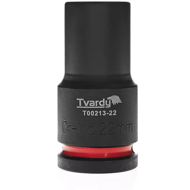 Tvardy lange zeskant slagdop 22 mm - chroom-molybdeenstaal - aansluiting 19 mm - zwart - voor slagmoersleutel, auto en industrie