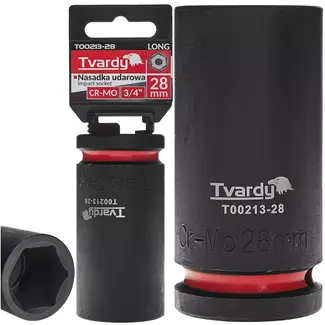 Tvardy Slagdop lang zeskant 28 mm – chroom-molybdeenstaal – aansluiting 19 mm vierkant – zwart – voor zwaar los- en vastdraaien in auto, bouw en industrie