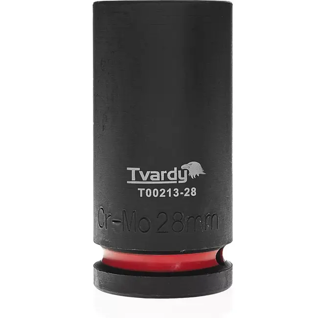 Tvardy Slagdop lang zeskant 28 mm – chroom-molybdeenstaal – aansluiting 19 mm vierkant – zwart – voor zwaar los- en vastdraaien in auto, bouw en industrie