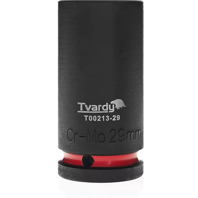 Tvardy Lange slagdop 29 mm - chroom-molybdeenstaal - zeskant - vierkante aandrijving 19 mm - zwart - voor slagmoersleutel, auto, staalconstructies, industrie