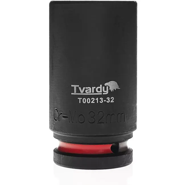 Tvardy Lange slagdop zeskant 32 mm - chroom-molybdeenstaal - vierkantaandrijving 19 mm - zwart - voor slagsleutels, auto- en industriewerk