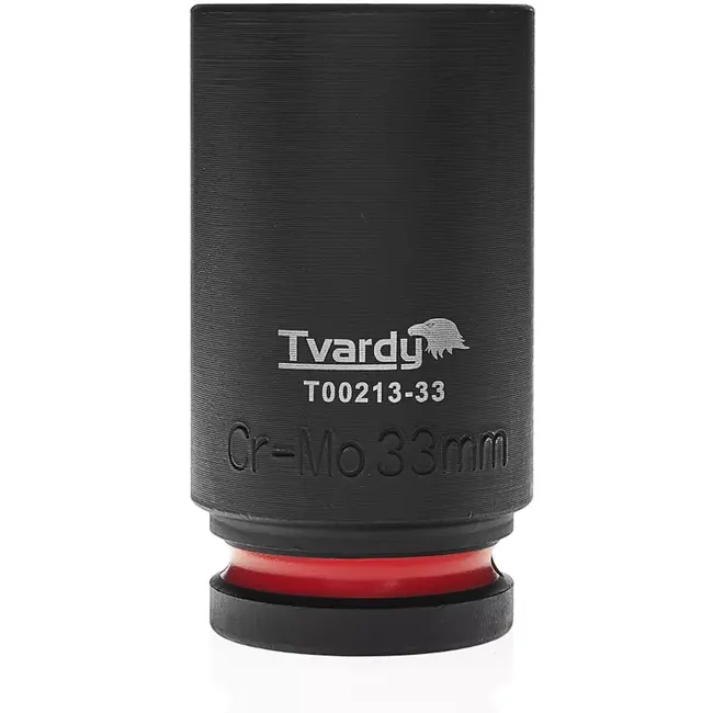 Tvardy Slagdop lang zeskant - chroom-molybdeen staal - diep bereik voor slagmoersleutel - 33 mm - zwart - autowerkplaats en staalconstructies