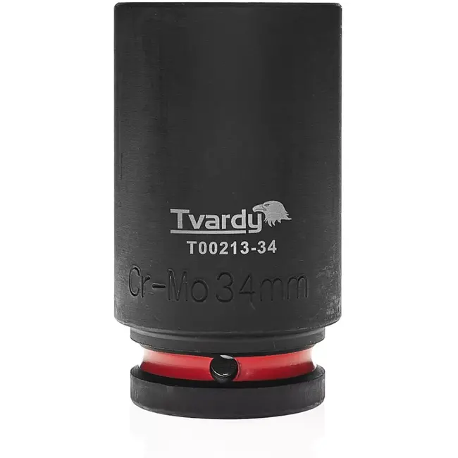 Tvardy Lange slagdop zeskant 34 mm - chroom-molybdeenstaal - zwart - voor slagmoersleutel en diepgelegen moeren - auto, staalbouw en industrie