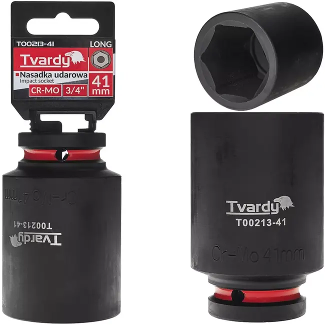 Tvardy Diepe slagdop 41 mm zeskant - chroom-molybdeenstaal - voor slagsleutel - aandrijving 19,05 mm - zwart - voor auto en industrie