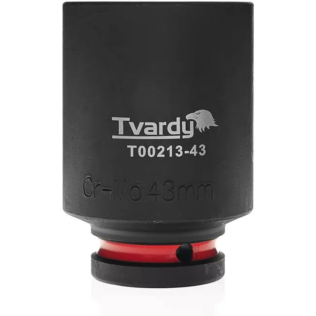 Tvardy Slagdop lang 6-kant - chroom-molybdeenstaal (Cr-Mo) - 43 mm - zwart - aansluiting 19 mm - voor slagsleutels in auto-, bouw- en industriewerk