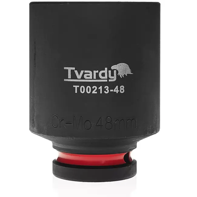 Tvardy Lange slagdop zeskant 48 mm - chroom-molybdeenstaal - 19 mm vierkante aandrijving - professioneel voor slagsleutel, diepe uitsparingen, auto en industrie