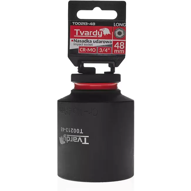 Tvardy Lange slagdop zeskant 48 mm - chroom-molybdeenstaal - 19 mm vierkante aandrijving - professioneel voor slagsleutel, diepe uitsparingen, auto en industrie