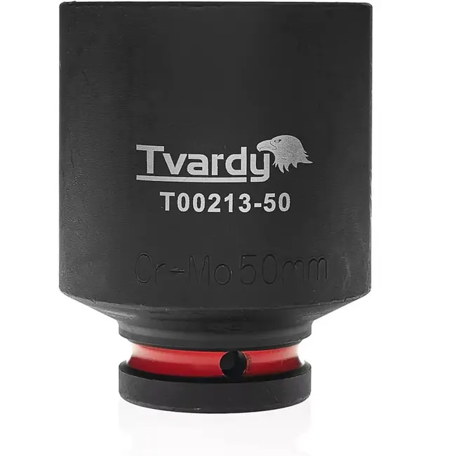 Tvardy lange slagdop zeskant 50 mm - chroom-molybdeenstaal - zwart - vierkante opname 19 mm - voor slagmoersleutels, auto- en constructiewerk