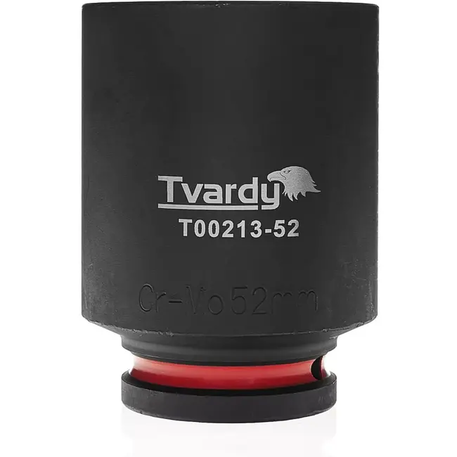 Tvardy Lange slagdop zeskant 52 mm – chroom-molybdeenstaal – aandrijving 19 mm – zwart – voor slagsleutel, diepgelegen moeren en industrieel gebruik