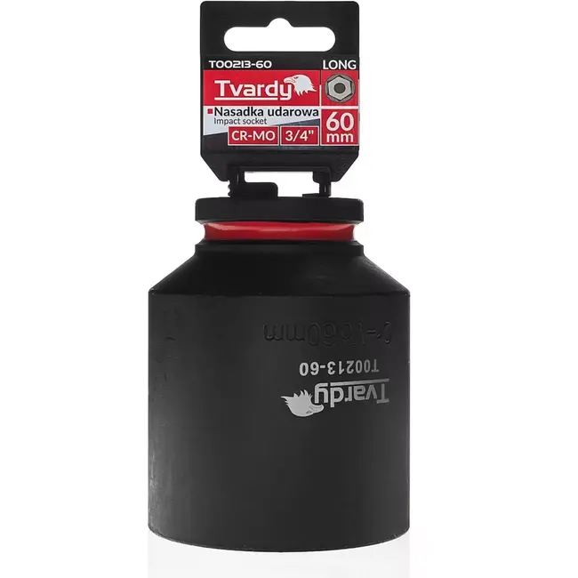 Tvardy Slagdop lang 60 mm zeskant - chroom-molybdeen - 19 mm opname - zwart - voor slagsleutels