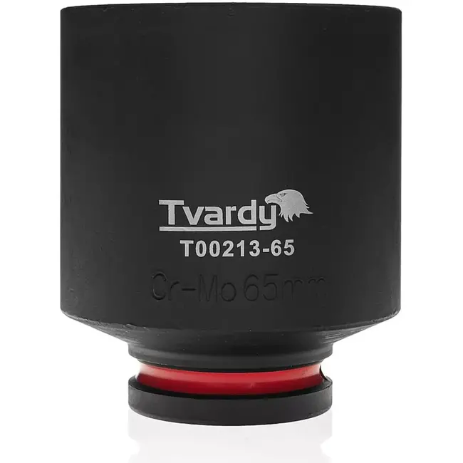 Tvardy slagdop extra lang zeskant 65 mm - chroom-molybdeenstaal - aandrijfvierkant 19 mm - zwart - diepe dop voor slagmoersleutel, auto en industrie