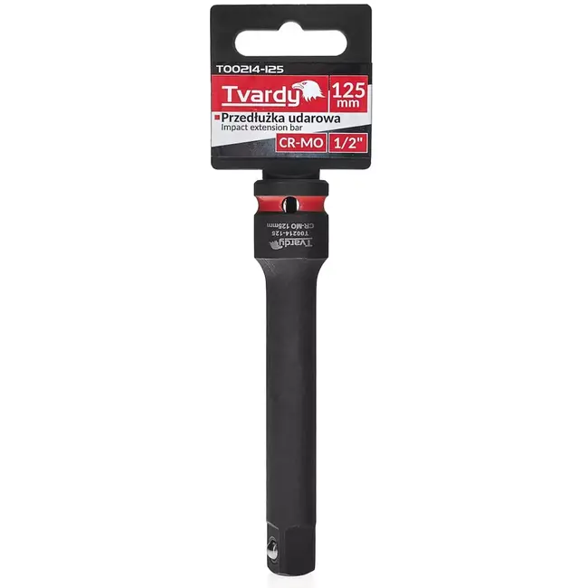 Tvardy Slagverlengstuk voor slagmoersleutel - chroom-molybdeenstaal - vierkant 12,5 mm - 12,5 cm lang - zwart - voor krappe ruimtes, auto en industrie