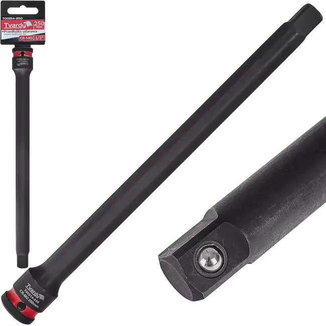 Tvardy Slagverlengstuk voor slagmoersleutel - chroom-molybdeenstaal - 25 cm - zwart - voor extra bereik in krappe ruimtes - auto, industrie en bouw