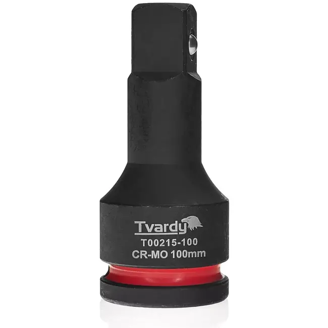 Tvardy Slagvast verlengstuk voor slagmoersleutel - chroom-molybdeenstaal - 100 mm - zwart - aansluiting 19 mm vierkant - voor moeilijk bereikbare bouten en moeren