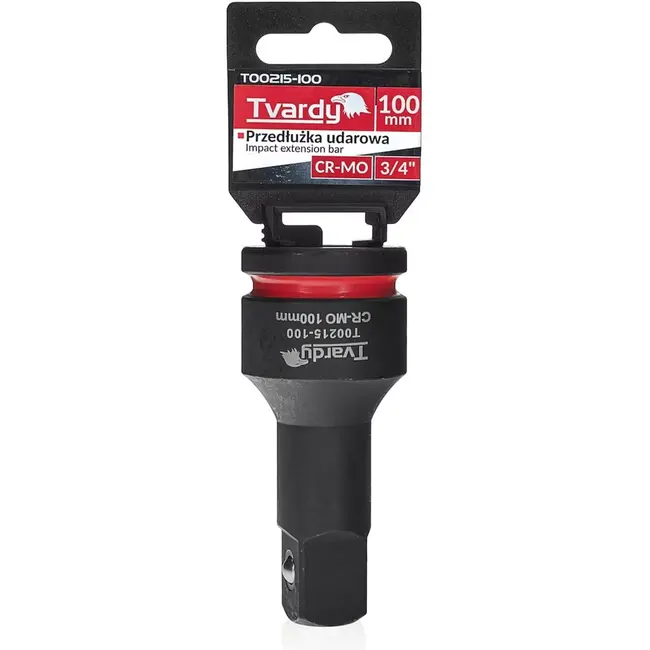 Tvardy Slagvast verlengstuk voor slagmoersleutel - chroom-molybdeenstaal - 100 mm - zwart - aansluiting 19 mm vierkant - voor moeilijk bereikbare bouten en moeren