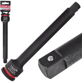 Tvardy slagverlengstuk 19 mm aandrijfvierkant 25 cm - chroom-molybdeenstaal - slagbestendig met kogelvergrendeling - zwart - voor slagsleutels en moeilijk bereik