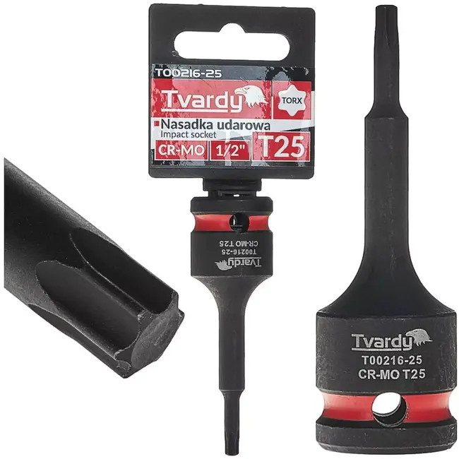 Tvardy slagdop torx T27 - chroom-molybdeenstaal - opname 12,7 mm - zwart - voor slagmoersleutel, auto en industrie