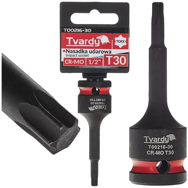 Tvardy Slagdop torx T30 met 12,7 mm aandrijving – chroom-molybdeen staal – zwart – voor slagmoersleutels – auto, industrie en staalconstructies