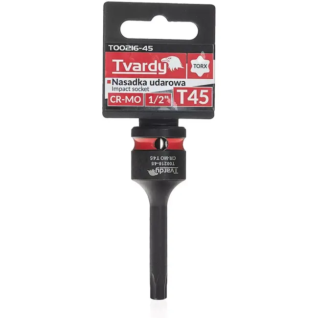 Tvardy slagbitdop torx T45 - chroom-molybdeenstaal - slagvast - 12,7 mm vierkante aansluiting - zwart - voor auto- en industriewerk