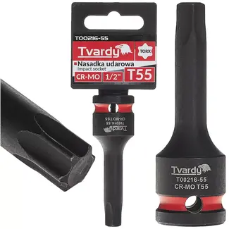 Tvardy Slagdop torx T55 - chroom-molybdeenstaal - vierkante opname 12,7 mm - zwart - voor slagsleutels - auto en industrie