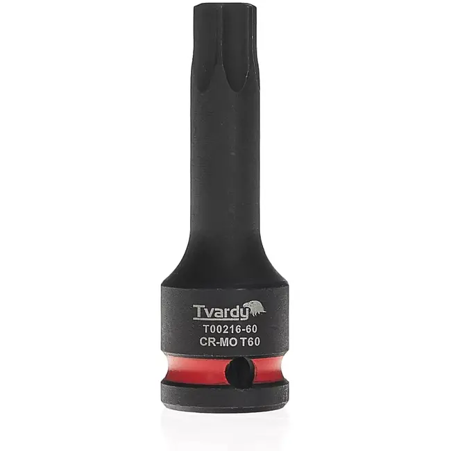 Tvardy Slagdop torx T60 - chroom-molybdeenstaal - aansluiting 12,7 mm vierkant - slagvast voor slagmoersleutel - auto en industrie