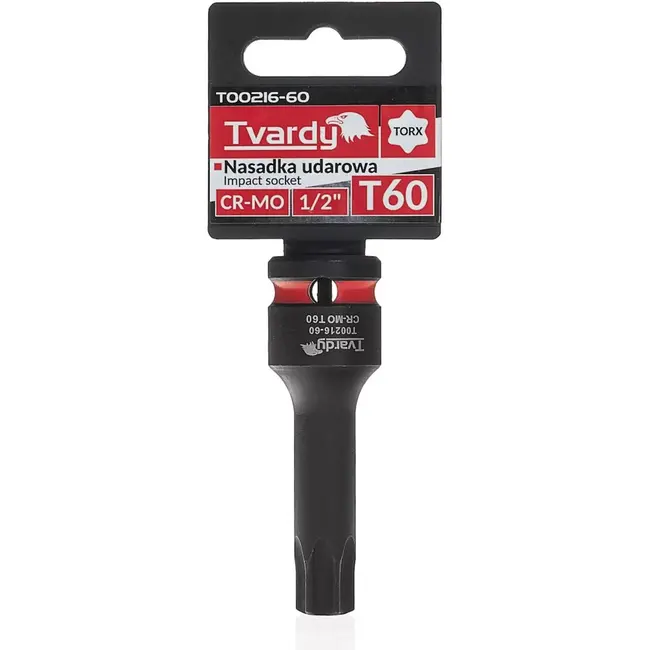 Tvardy Slagdop torx T60 - chroom-molybdeenstaal - aansluiting 12,7 mm vierkant - slagvast voor slagmoersleutel - auto en industrie