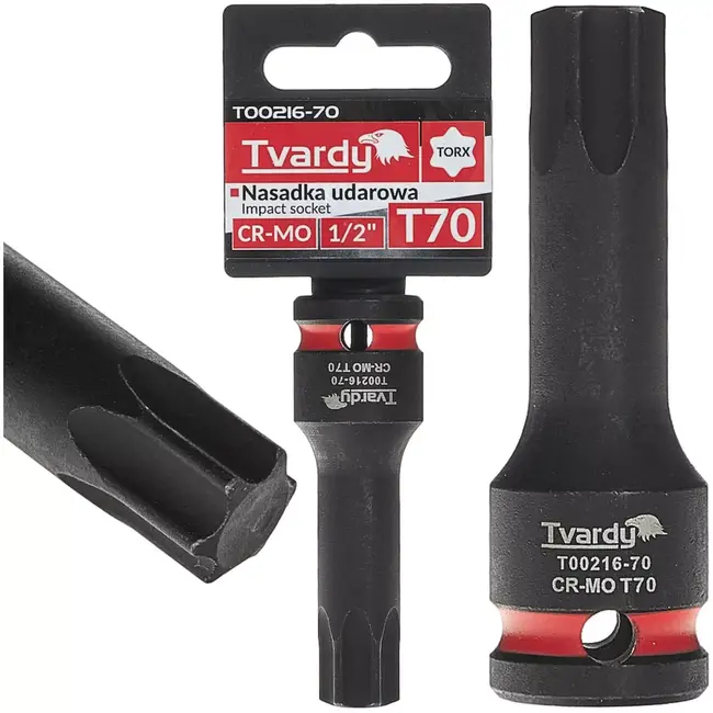 Tvardy slagdop torx T70 - chroom-molybdeenstaal - 12,7 mm vierkant opname - impactbestendig voor slagmoersleutel - auto- en machinebouw