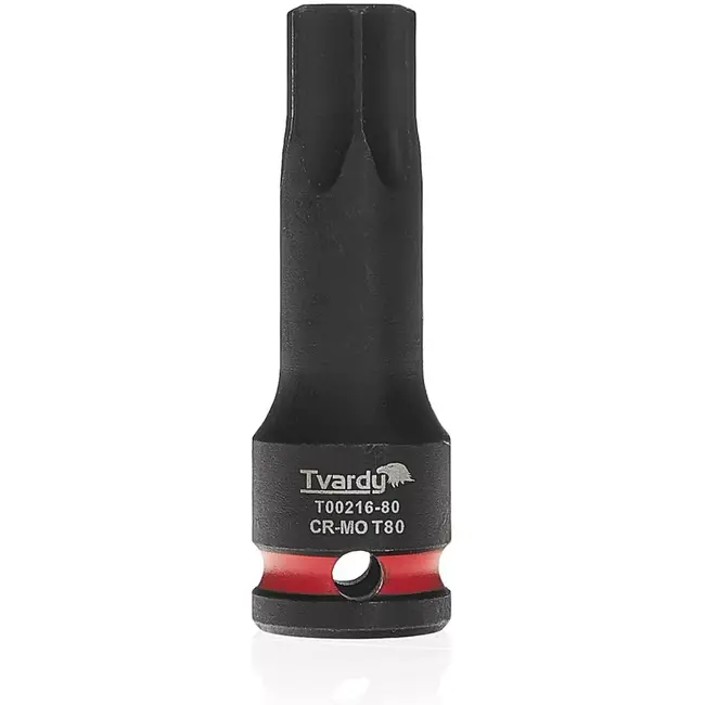 Tvardy Slagdop torx T80 - chroom-molybdeenstaal - aandrijving 1,27 cm (12,7 mm) - zwart - voor slagmoersleutel, werkplaats, auto en industrie