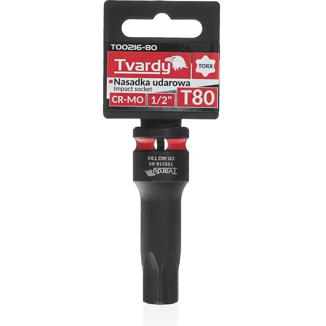 Tvardy Slagdop torx T80 - chroom-molybdeenstaal - aandrijving 1,27 cm (12,7 mm) - zwart - voor slagmoersleutel, werkplaats, auto en industrie