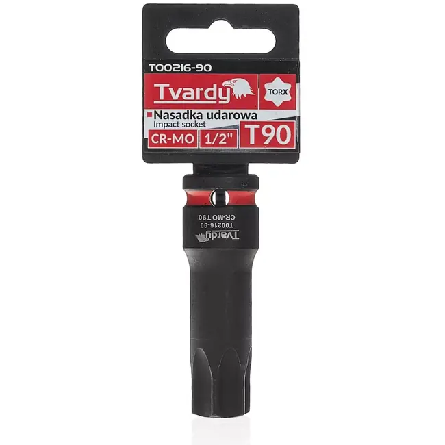 Tvardy Slagdop torx T90 - chroom-molybdeenstaal - aandrijving 12,7 mm vierkant - zwart - voor slagmoersleutel, auto- en industriewerk