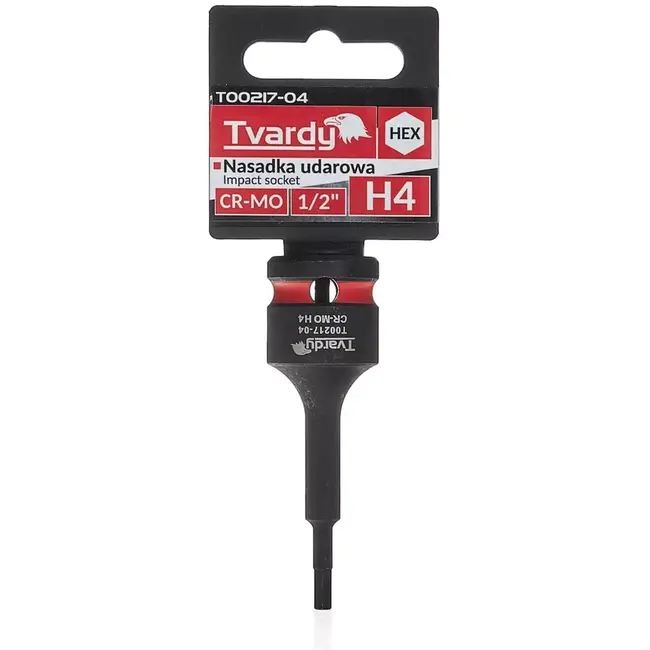 Tvardy slagdop inbus - chroom-molybdeenstaal - geschikt voor slagmoersleutel - 4 mm inbus, 12,7 mm vierkant - zwart - voor auto, montage en industrie