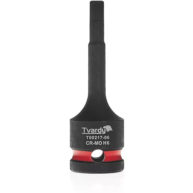 Tvardy slagdop inbus 6 mm - chroom-molybdeenstaal - slagvast 12,7 mm opname - zwart - voor slagmoersleutel in auto en industrie