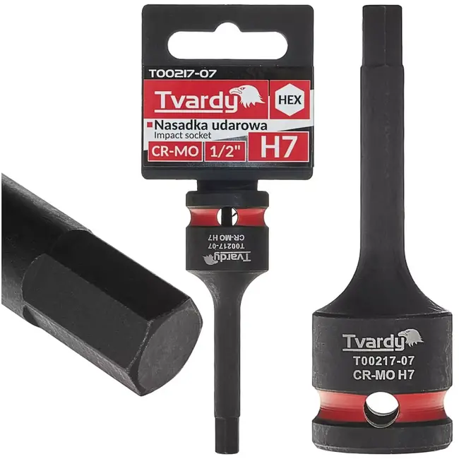 Tvardy slagdop inbus 7 mm - chroom-molybdeenstaal - voor slagmoersleutel - vierkante aansluiting 12,7 mm - zwart - auto, montage en industrie