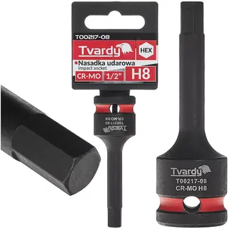 Tvardy Slagdop inbus 8 mm - chroom-molybdeenstaal - voor slagmoersleutel, aansluiting vierkant 12,7 mm - zwart - auto, industrie en staalconstructies