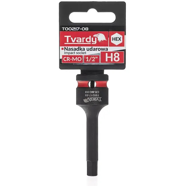 Tvardy Slagdop inbus 8 mm - chroom-molybdeenstaal - voor slagmoersleutel, aansluiting vierkant 12,7 mm - zwart - auto, industrie en staalconstructies