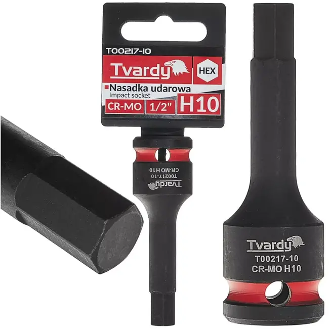 Tvardy slagdop inbus 10 mm - chroom-molybdeenstaal - voor slagsleutel, vierkant 12,7 mm aandrijving - zwart - auto- en machinebouw, voor professioneel gebruik