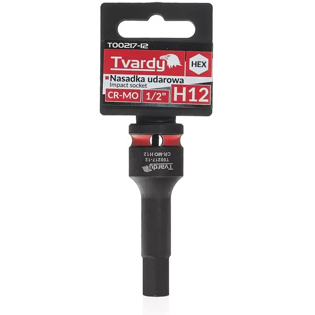 Tvardy Slagdop inbus 12 mm - chroom-molybdeenstaal - 12,7 mm vierkant aandrijving - zwart - voor slagmoersleutel, autowerk en constructiewerk