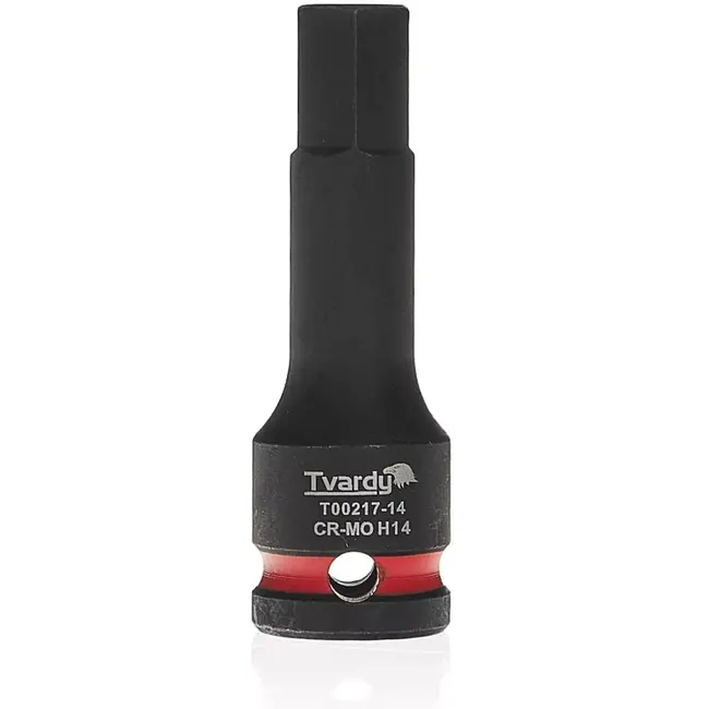 Tvardy slagdop inbus 14 mm, opname 12,7 mm vierkant - chroom-molybdeenstaal - slagvast voor slagmoersleutel - zwart - auto, industrie, staalconstructies