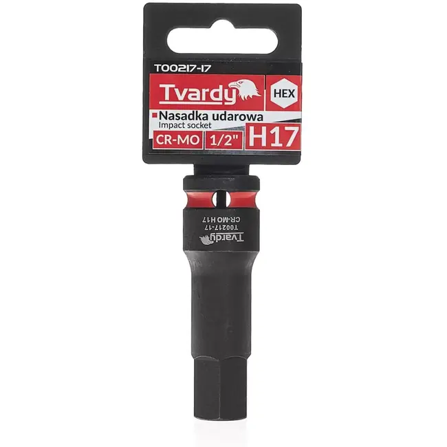 Tvardy Slagdop inbus 17 mm - chroom-molybdeenstaal - opname 12,7 mm vierkant - zwart - voor slagmoersleutel, auto- en industriewerk, montageconstructies