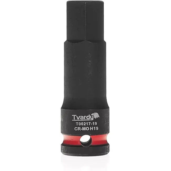 Tvardy Slagdop inbus 19 mm - chroom-molybdeenstaal - slagvast voor slagmoersleutel - vierkante opname 12,7 mm - zwart - auto en industrie