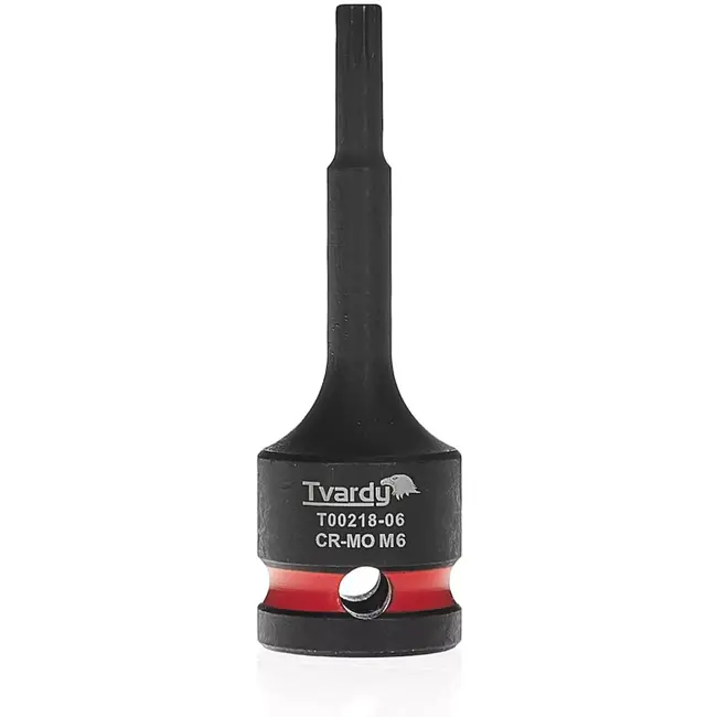 Tvardy Slagdop spline M6 - chroom-molybdeenstaal - voor slagmoersleutel - aandrijfvierkant 12,7 mm - zwart - auto en industrie