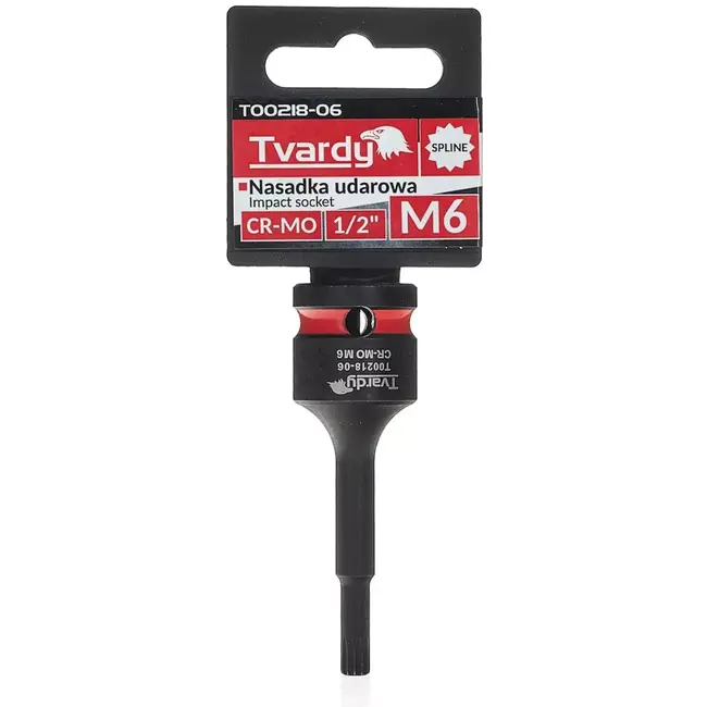 Tvardy Slagdop spline M6 - chroom-molybdeenstaal - voor slagmoersleutel - aandrijfvierkant 12,7 mm - zwart - auto en industrie