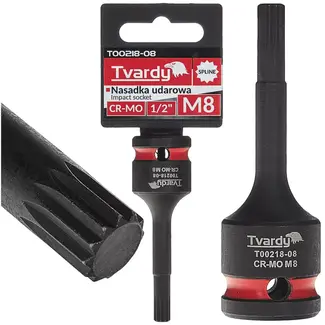 Tvardy slagbitdop multitand M8 - chroom-molybdeenstaal - voor slagsleutel - vierkante opname 12,7 mm - zwart - auto en industrie