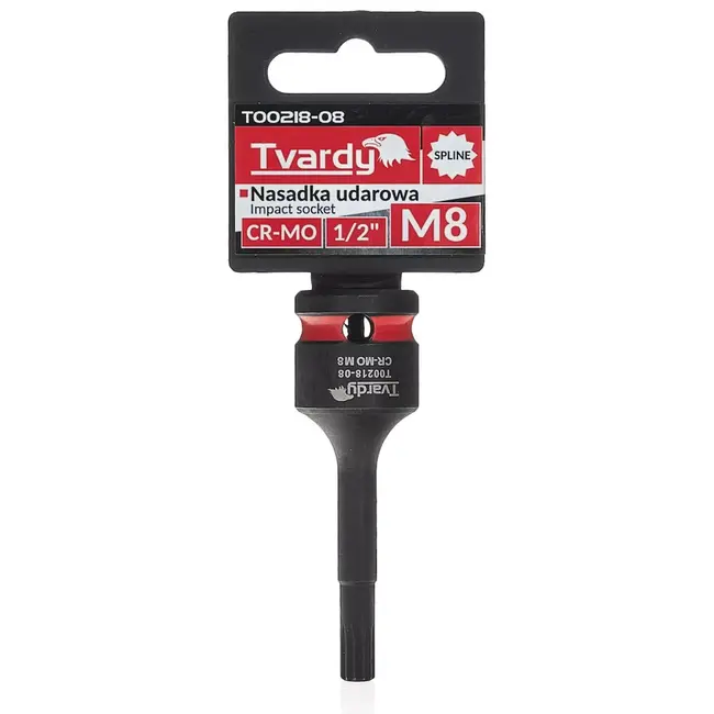Tvardy slagbitdop multitand M8 - chroom-molybdeenstaal - voor slagsleutel - vierkante opname 12,7 mm - zwart - auto en industrie