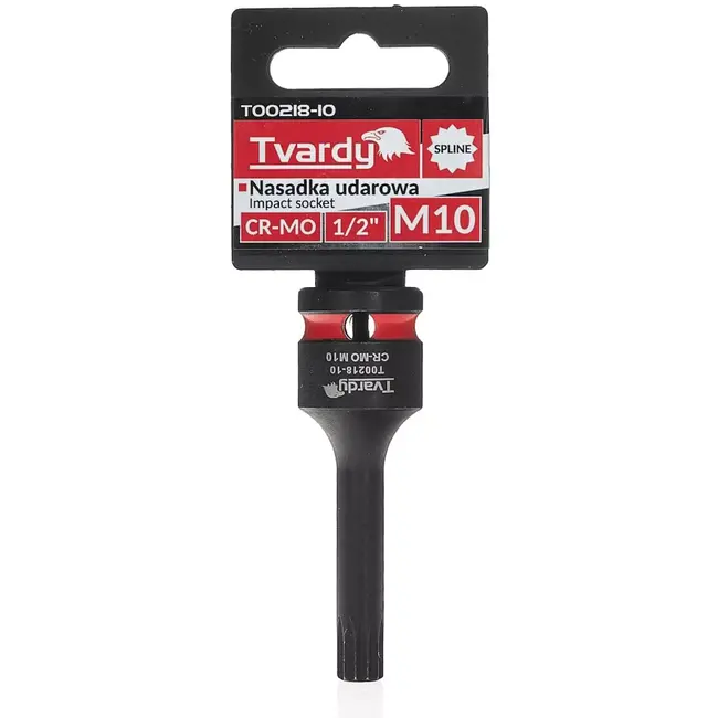 Tvardy Slagdop splineprofiel M10 - chroom-molybdeenstaal - 12,7 mm vierkant - zwart - voor slagmoersleutel, auto en industrie