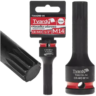 Tvardy slagdop splineprofiel M14 - chroom-molybdeenstaal - vierkante aandrijving 12,7 mm - zwart - voor slagmoersleutel, auto- en machinebouw