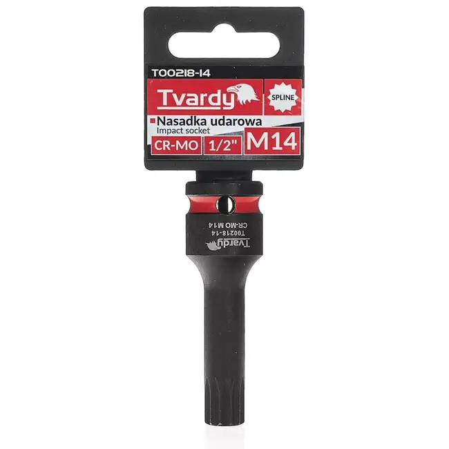 Tvardy slagdop splineprofiel M14 - chroom-molybdeenstaal - vierkante aandrijving 12,7 mm - zwart - voor slagmoersleutel, auto- en machinebouw