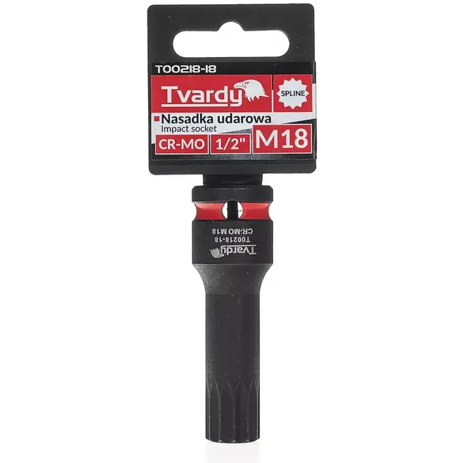 Tvardy Slagdop veelspaans M18 - chroom-molybdeenstaal - opname 12,7 mm vierkant - zwart - slagvast - voor slagmoersleutel, auto en industrie